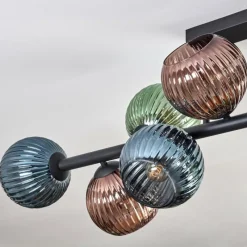 hofstein Gastor Plafonnier, Boule lumineuse Bleu, Vert, Cuivré, 10 lumières