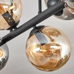 hofstein Gastor Plafonnier, Boule lumineuse Ambre, Fumé, 6 lumières