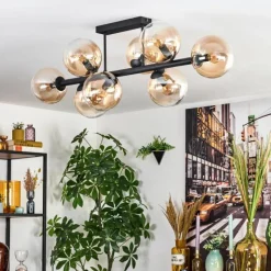 hofstein Gastor Plafonnier, Boule lumineuse Ambre, Clair, 8 lumières