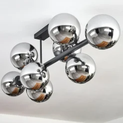 hofstein Gastor Plafonnier, Boule lumineuse Chrome, Fumé, 8 lumières