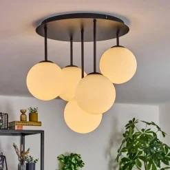hofstein Gastor Plafonnier, Boule lumineuse 45 cm Blanc, 5 lumières