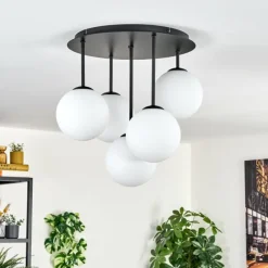 hofstein Gastor Plafonnier, Boule lumineuse 45 cm Blanc, 5 lumières