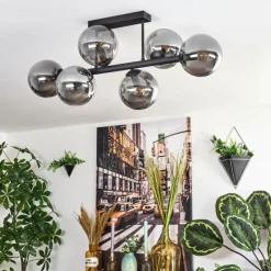 hofstein Gastor Plafonnier, Boule lumineuse Fumé, 6 lumières