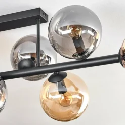 hofstein Gastor Plafonnier, Boule lumineuse Ambre, Fumé, 8 lumières