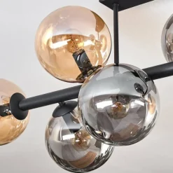 hofstein Gastor Plafonnier, Boule lumineuse Ambre, Fumé, 8 lumières