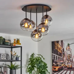 hofstein Gastor Plafonnier, Boule lumineuse 45 cm Clair, Fumé, 5 lumières