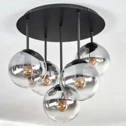 hofstein Gastor Plafonnier, Boule lumineuse 45 cm Clair, Fumé, 5 lumières
