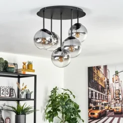 hofstein Gastor Plafonnier, Boule lumineuse 45 cm Clair, Fumé, 5 lumières