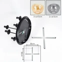 hofstein Gastor Plafonnier, Boule lumineuse 45 cm Ambre, Clair, Fumé, 5 lumières