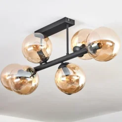 hofstein Gastor Plafonnier, Boule lumineuse Ambre, 6 lumières