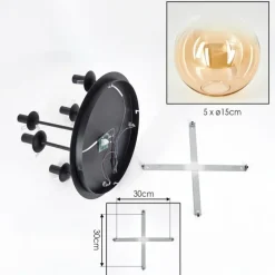 hofstein Gastor Plafonnier, Boule lumineuse 45 cm Ambre, Clair, 5 lumières