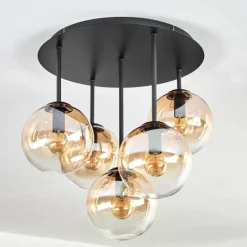 hofstein Gastor Plafonnier, Boule lumineuse 45 cm Ambre, Clair, 5 lumières