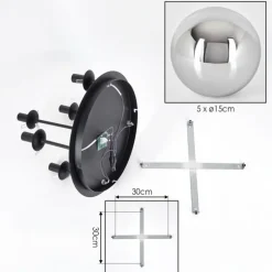 hofstein Gastor Plafonnier, Boule lumineuse 45 cm Chrome, Fumé, 5 lumières