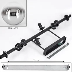 hofstein Gastor Plafonnier, Boule lumineuse Chrome, Clair, Fumé, 8 lumières