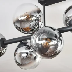 hofstein Gastor Plafonnier, Boule lumineuse Chrome, Clair, Fumé, 8 lumières
