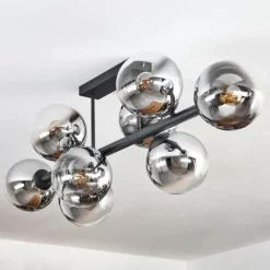 hofstein Gastor Plafonnier, Boule lumineuse Chrome, Clair, Fumé, 8 lumières