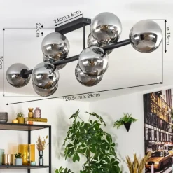 hofstein Gastor Plafonnier, Boule lumineuse Fumé, 10 lumières