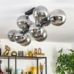 hofstein Gastor Plafonnier, Boule lumineuse Fumé, 10 lumières