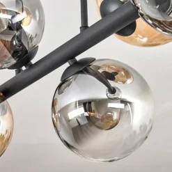 hofstein Gastor Plafonnier, Boule lumineuse Ambre, Clair, Fumé, 6 lumières