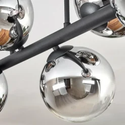 hofstein Gastor Plafonnier, Boule lumineuse Chrome, Clair, Fumé, 6 lumières