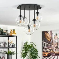 hofstein Gastor Plafonnier, Boule lumineuse 45 cm Clair, 5 lumières