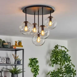 hofstein Gastor Plafonnier, Boule lumineuse 45 cm Clair, 5 lumières