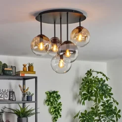 hofstein Gastor Plafonnier, Boule lumineuse 45 cm Ambre, Clair, Fumé, 5 lumières