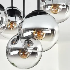 hofstein Gastor Plafonnier, Boule lumineuse 45 cm Chrome, Clair, Fumé, 5 lumières