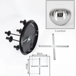 hofstein Gastor Plafonnier, Boule lumineuse 45 cm Chrome, Clair, Fumé, 5 lumières