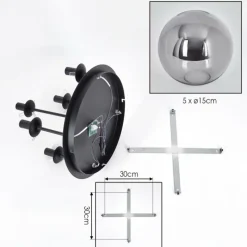 hofstein Gastor Plafonnier, Boule lumineuse 45 cm Fumé, 5 lumières