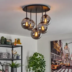 hofstein Gastor Plafonnier, Boule lumineuse 45 cm Fumé, 5 lumières