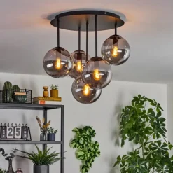 hofstein Gastor Plafonnier, Boule lumineuse 45 cm Fumé, 5 lumières