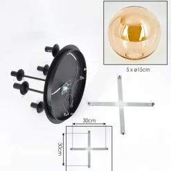 hofstein Gastor Plafonnier, Boule lumineuse 45 cm Ambre, 5 lumières