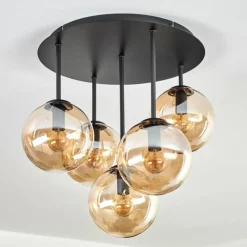hofstein Gastor Plafonnier, Boule lumineuse 45 cm Ambre, 5 lumières