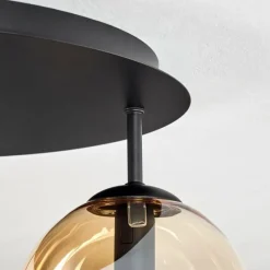 hofstein Gastor Plafonnier, Boule lumineuse 45 cm Ambre, Clair, Fumé, 5 lumières