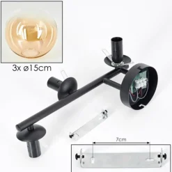 hofstein Gastor Plafonnier, Boule lumineuse Ambre, Clair, 3 lumières