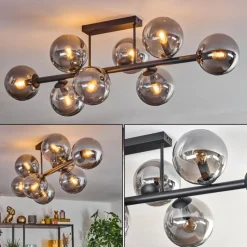 hofstein Gastor Plafonnier, Boule lumineuse Fumé, 8 lumières