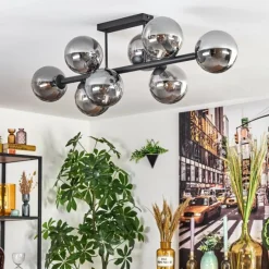 hofstein Gastor Plafonnier, Boule lumineuse Fumé, 8 lumières