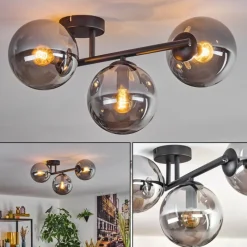 hofstein Gastor Plafonnier, Boule lumineuse Fumé, 3 lumières