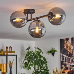 hofstein Gastor Plafonnier, Boule lumineuse Fumé, 3 lumières