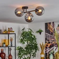 hofstein Gastor Plafonnier, Boule lumineuse Fumé, 3 lumières