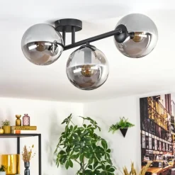hofstein Gastor Plafonnier, Boule lumineuse Fumé, 3 lumières