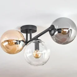 hofstein Gastor Plafonnier, Boule lumineuse Ambre, Clair, Fumé, 3 lumières