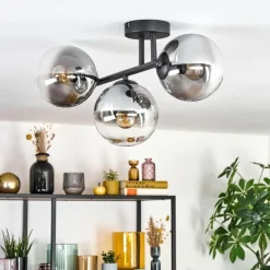 Suspension Verre Fumé-hofstein Gastor Plafonnier, Boule lumineuse Clair, Fumé, 3 lumières