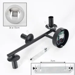 hofstein Gastor Plafonnier, Boule lumineuse Chrome, Fumé, 3 lumières