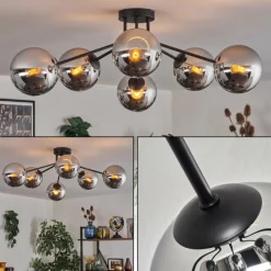 hofstein Gastor Plafonnier Chrome, Fumé, 6 lumières