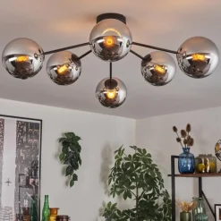 hofstein Gastor Plafonnier Chrome, Fumé, 6 lumières