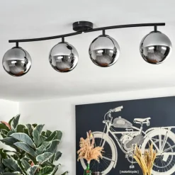 hofstein Gastor Plafonnier Chrome, Fumé, 4 lumières