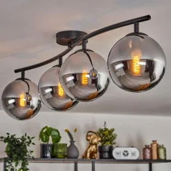 hofstein Gastor Plafonnier Chrome, Fumé, 4 lumières