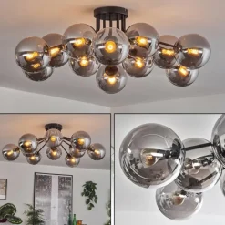 hofstein Gastor Plafonnier Fumé, 12 lumières